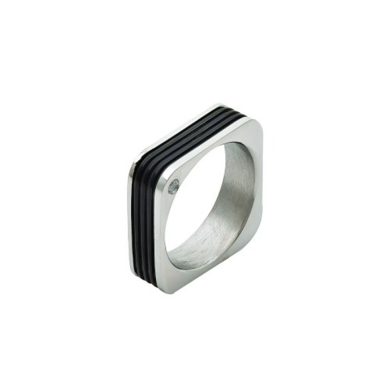 Δαχτυλίδι αντρικό ατσάλι μαύρο τετράγωνο m-daxt-37