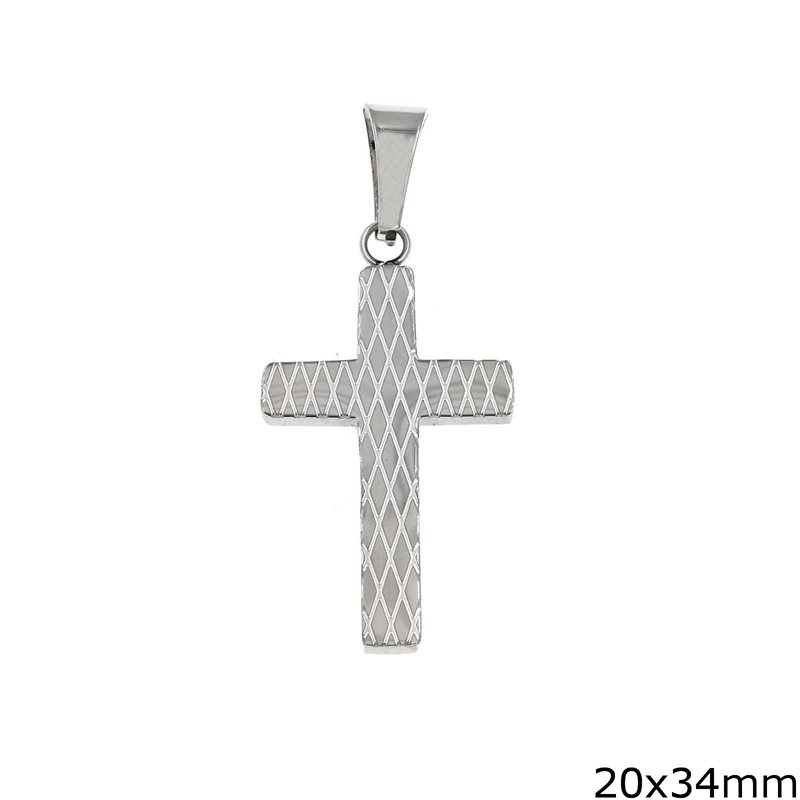 Μενταγιόν αντρικό σταυρός ατσάλινος χαρακτός m-kol-14