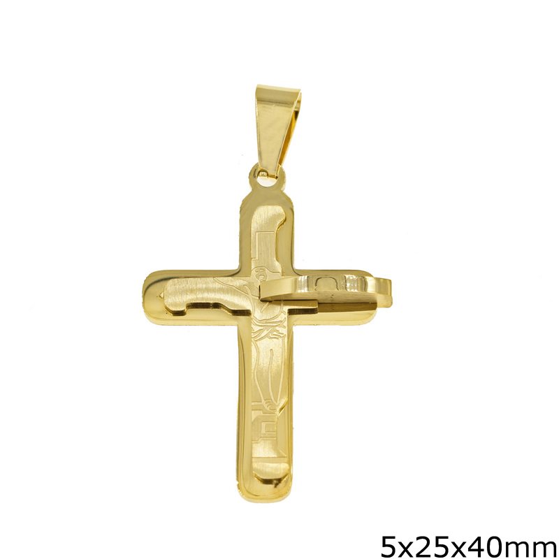 Μενταγιόν αντρικό σταυρός ατσάλινος Εσταυρωμένος m-kol-16