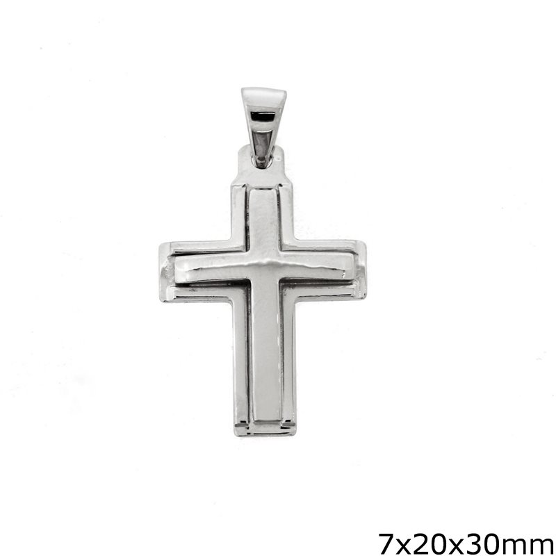 Μενταγιόν αντρικό σταυρός ασημένιος m-kol-18