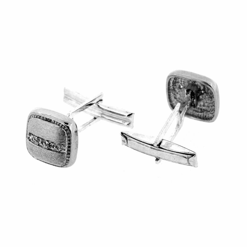 Μανικετόκουμπα ασημένια 925 με ζιργκόν m-manik-05