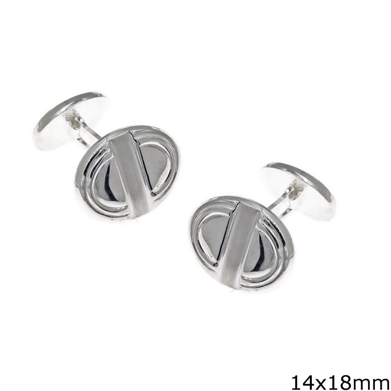 Μανικετόκουμπα ασημένια 925 οβάλ m-manik-06