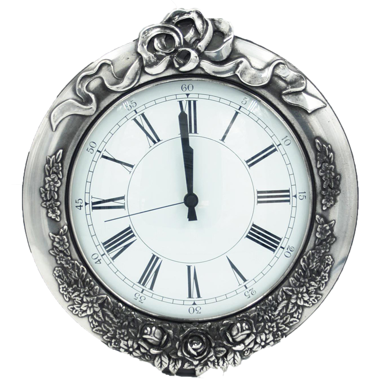 Διακοσμητικό ρολόϊ αντικέ μπρούτζινο επάργυρο diak-07