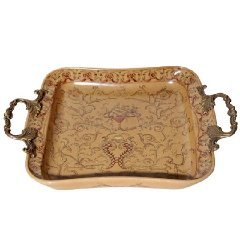 Δίσκος σερβιρίσματος κλασικό στυλ πορσελάνη μπρούτζος disk-06