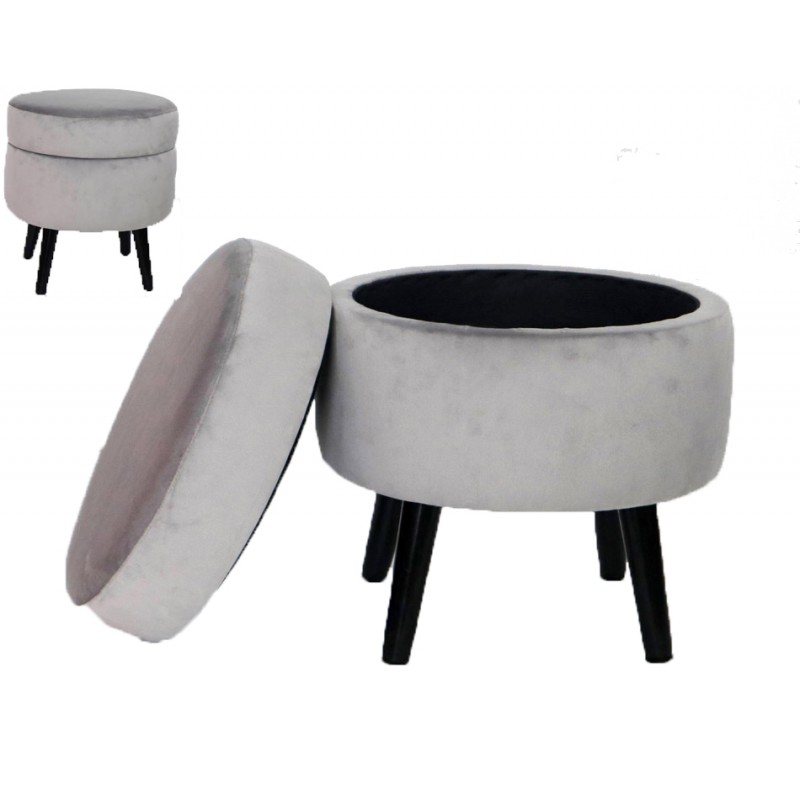 Μικροέπιπλα σκαμπό μπαουλάκι με ξύλινα πόδια mikr-01