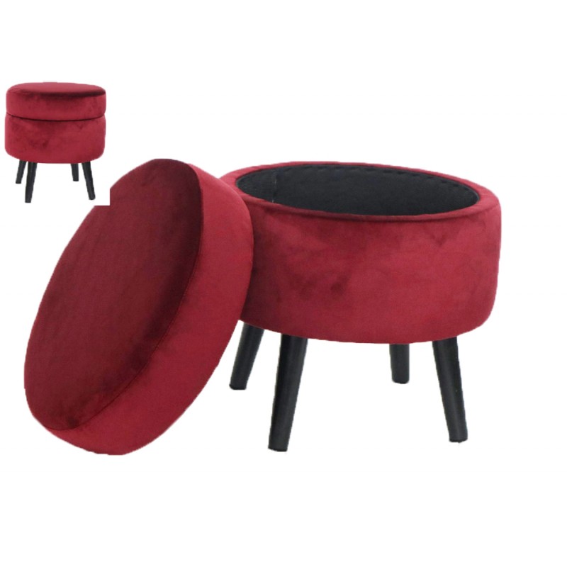 Μικροέπιπλα σκαμπό μπαουλάκι με ξύλινα πόδια mikr-01