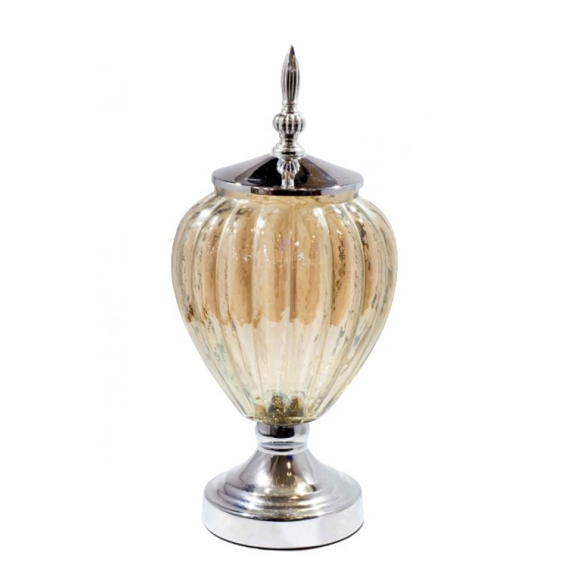 Διακοσμητικό βάζο γυάλινο με καπάκι μεταλλικό vaz-02