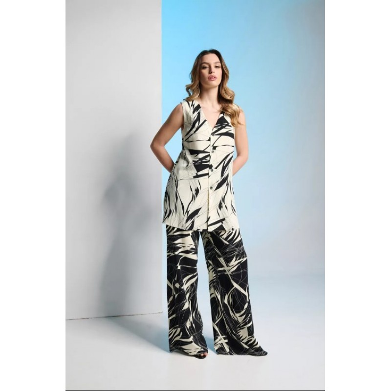 Παντελόνα γυναικεία άσπρο - μαύρο w-pant-04