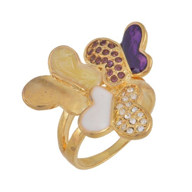 Γυναικείο δαχτυλίδι πεταλούδες από alloy επιπλατινωμένο με χρυσό 18Κ ροζ, χρυσό w-daxt-46