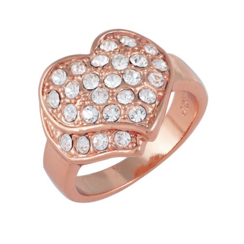 Γυναικείο δαχτυλίδι καρδιά από alloy επιπλατινωμένο με χρυσό 18Κ ροζ, χρυσό w-daxt-48