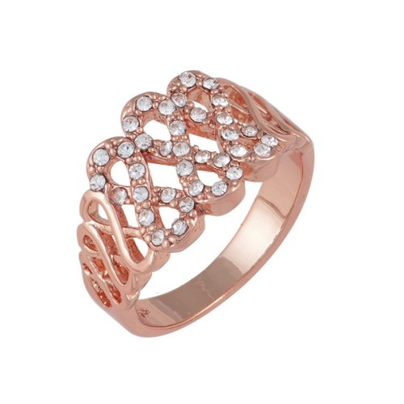 Γυναικείο δαχτυλίδι άπειρο από alloy επιπλατινωμένο με χρυσό 18Κ ζιργκόν ροζ w-daxt-52