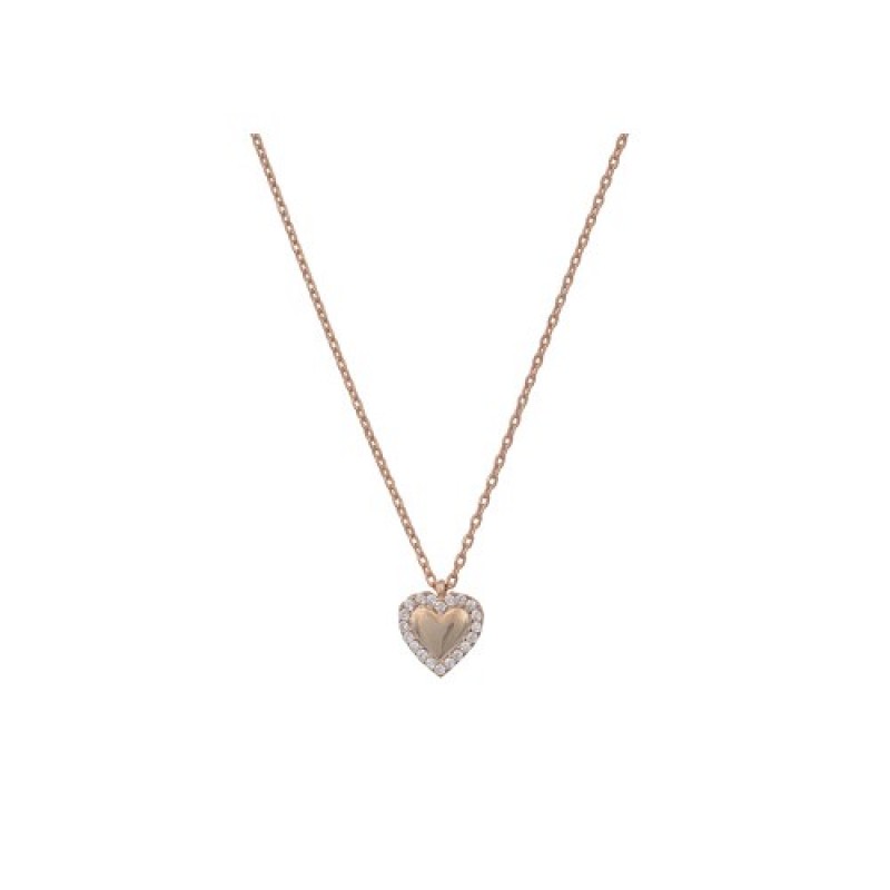 Κολιέ γυναικείο ασημένιο 925 καρδιά με ζιργκόν w-kol-25
