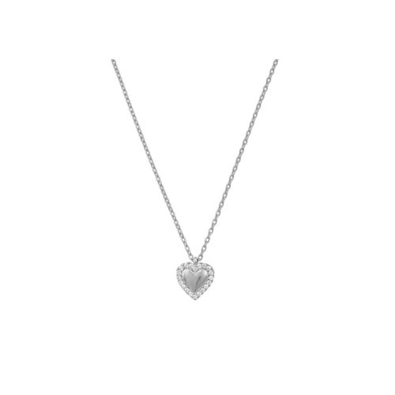 Κολιέ γυναικείο ασημένιο 925 καρδιά με ζιργκόν w-kol-25