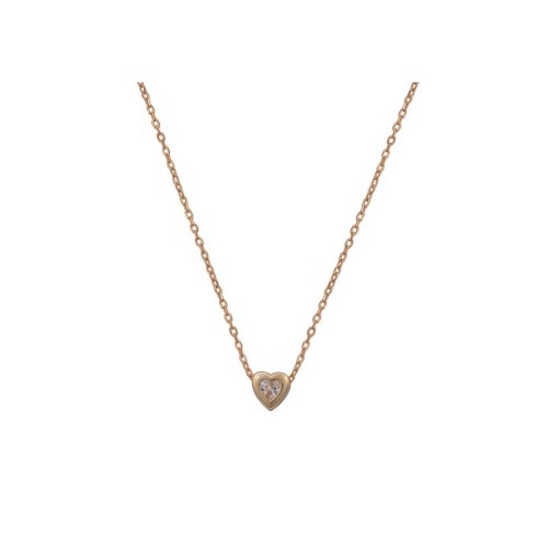 Κολιέ γυναικείο ασημένιο 925 καρδιά με ζιργκόν w-kol-26