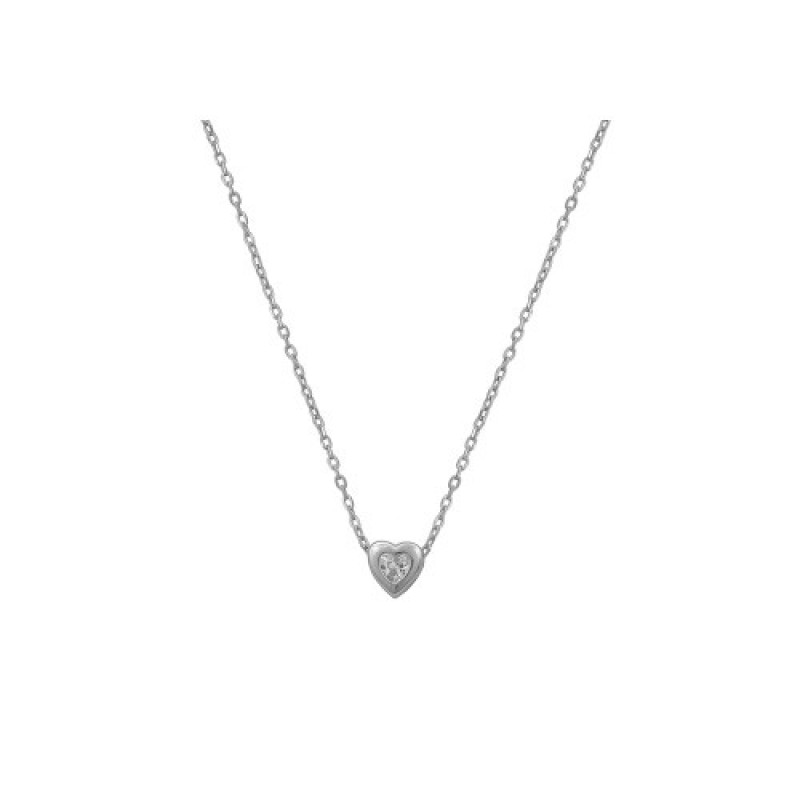 Κολιέ γυναικείο ασημένιο 925 καρδιά με ζιργκόν w-kol-26