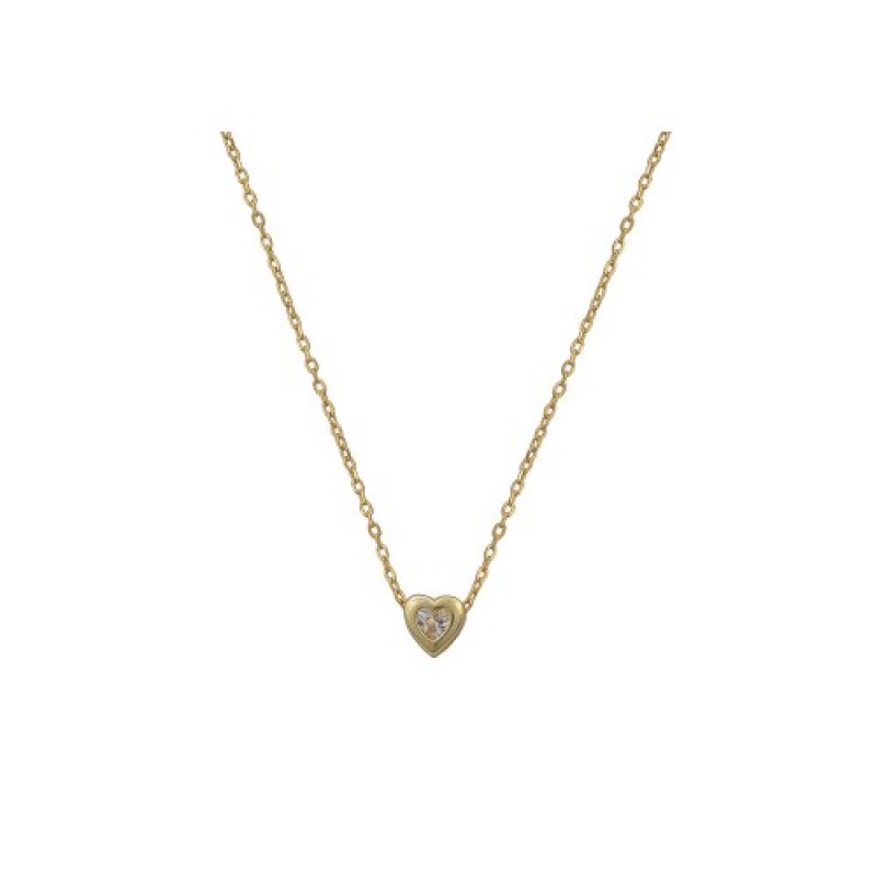 Κολιέ γυναικείο ασημένιο 925 καρδιά με ζιργκόν w-kol-26