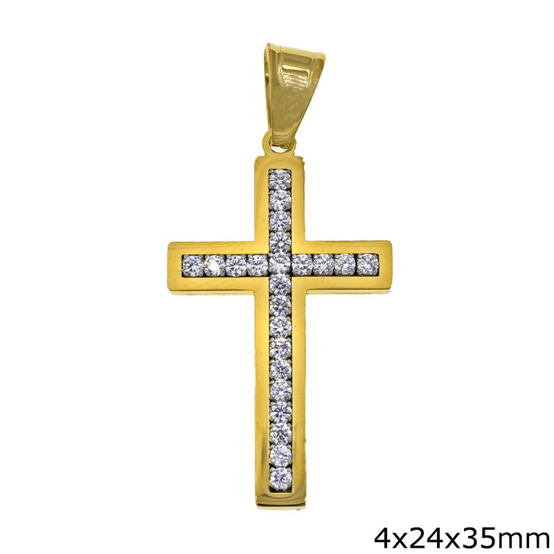 Μενταγιόν γυναικείο σταυρός ατσάλινο ζιργκόν w-kol-14