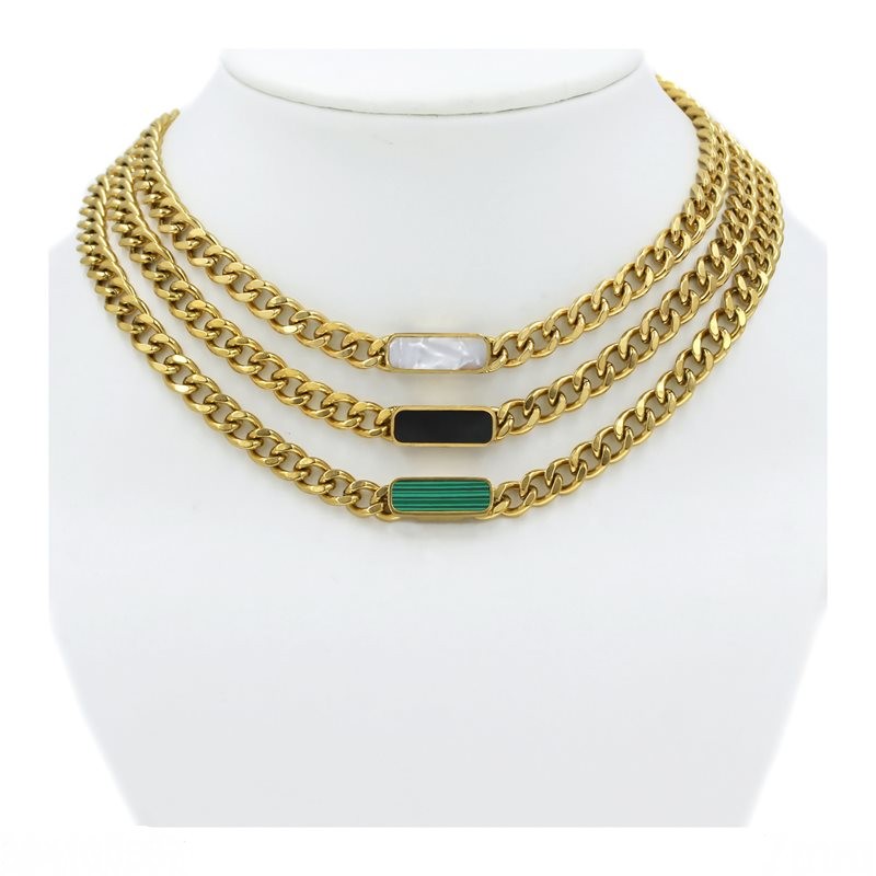 Κολιέ γυναικείο ατσάλι χρυσό με ημιπολύτιμη πέτρα w-kol-30