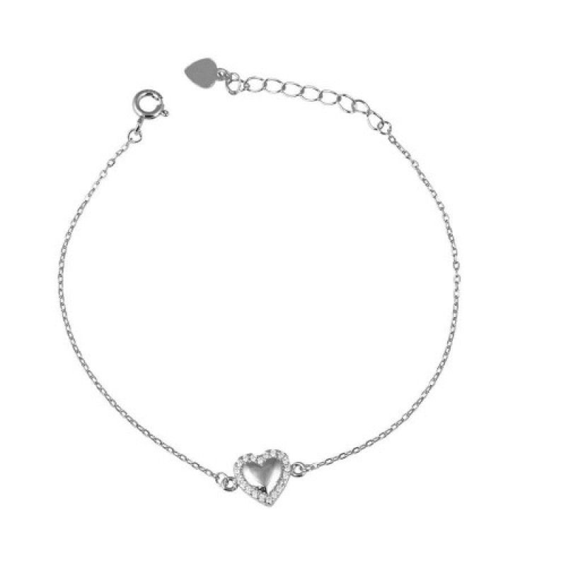 Βραχιόλι γυναικείο καρδιά από Ασήμι 925 ζιργκόν ροζ χρυσό ασημί w-vrax-42