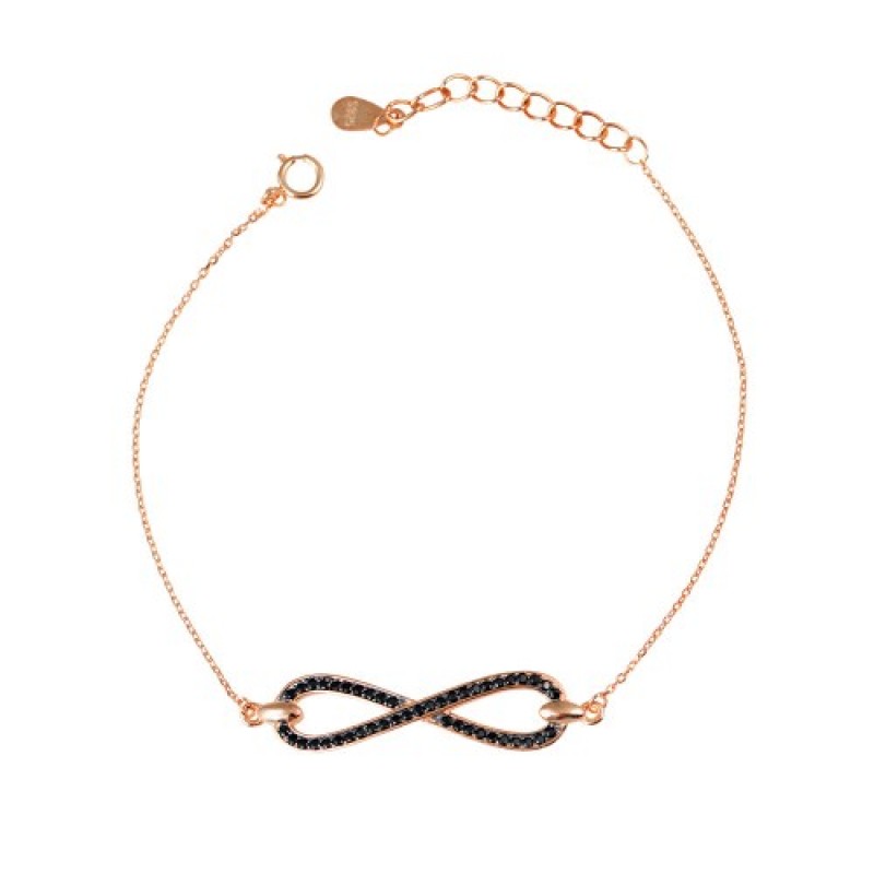 Βραχιόλι γυναικείο άπειρο από Ασήμι 925 ζιργκόν ροζ χρυσό w-vrax-43