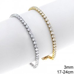 Bραχιόλι ποδιού ατσάλινο με στρας w-vrax-27