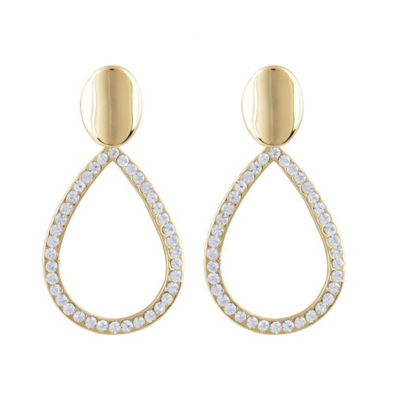 Σκουλαρίκια γυναικεία δάκρυ ζιργκόν από Alloy επιπλατινωμένα με Χρυσό 18Κ w-skoul-39