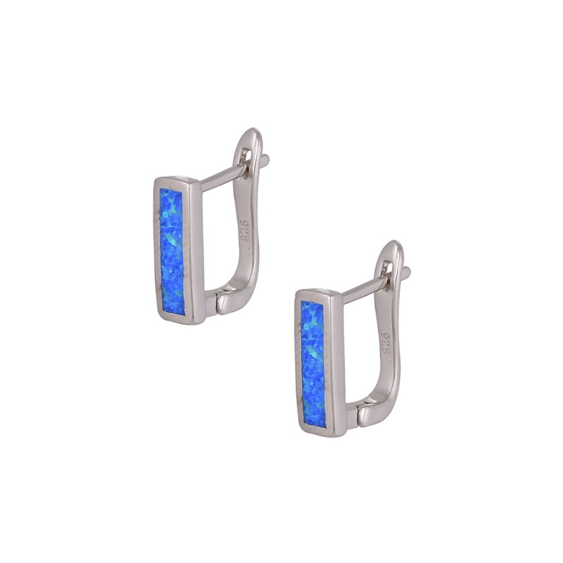 Σκουλαρίκια γυναικεία ασημένια 925 με μπλε οπάλ w-skoul-44