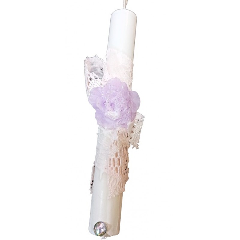 Σετ Πασχαλινό λαμπαδάκι για ενήλικες με ασορτί ξύλινο κουτί λουλούδι μωβ la-42