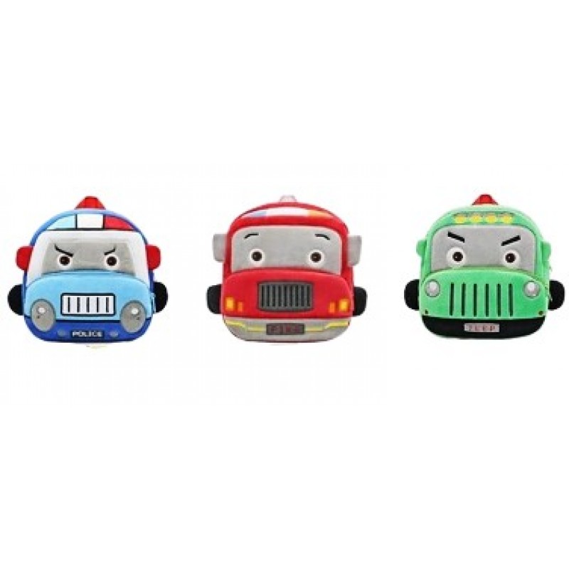 Τσάντα πλάτης αγόρι υφασμάτινη αυτοκινητάκι μπλε κόκκινο πράσινο b-tsant-17