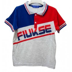 Μπλούζα αγόρι πόλο κοντομάνικη γκρι κόκκινο μπλε b-blouz-11