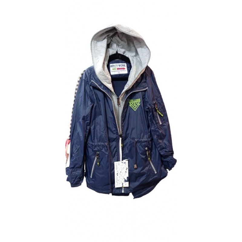 Μπουφάν παιδικό με κουκούλα μπλε b-bouf-12