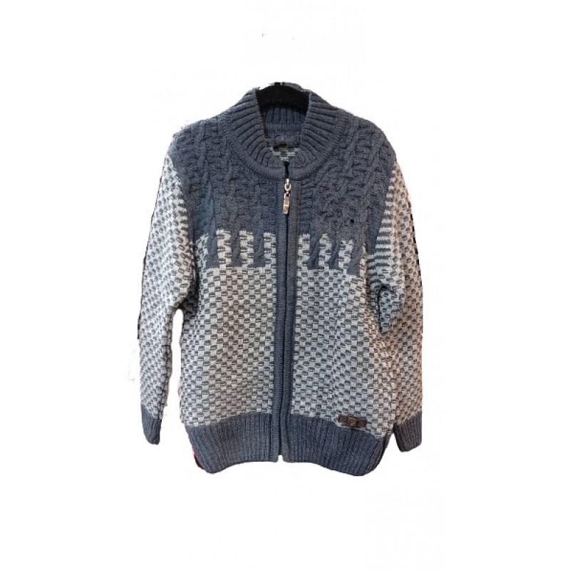 Ζακέτα πλεκτή παιδική με φερμουάρ γκρι b-zak-02