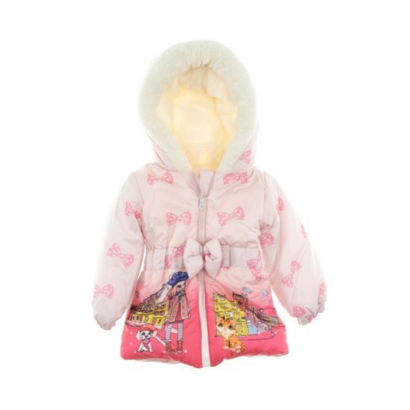 Μπουφάν παιδικό με κουκούλα ροζ g-bouf-05