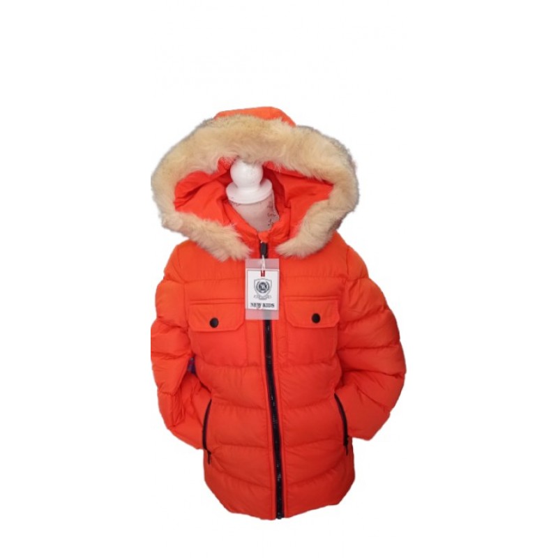 Μπουφάν παιδικό με κουκούλα πορτοκαλί g-bouf-06