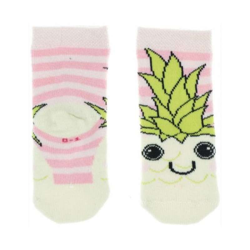 Κάλτσες παιδικές χοντρές εκρού ροζ ανανάς g-kal-02