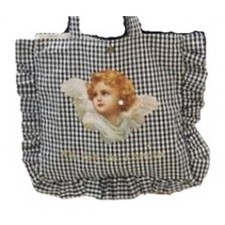 Τσάντα γυναικεία άγγελος καρό υφασμάτινη w-tsant-40