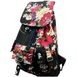 Τσάντα γυναικεία πλάτης λουλούδια υφασμάτινη w-tsant-41