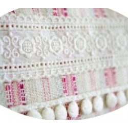 Τσάντα γυναικεία δαντέλα ροζ με ρίγες w-tsant-42