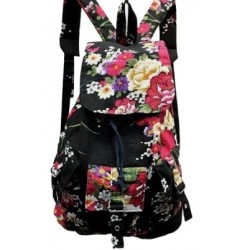 Τσάντα γυναικεία πλάτης λουλούδια υφασμάτινη w-tsant-41